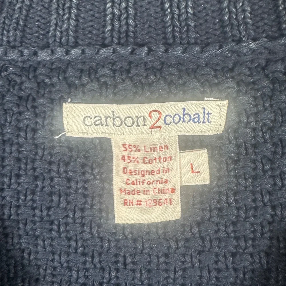 Carbon 2 Cobalt Sweater Mens Large Blue Full Zip Cable Knit Stavanger Fisherman